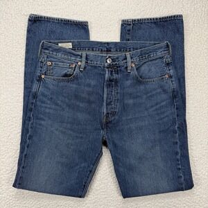 Levi's Premium 501 Jeans Men's 34x34 Blue Button Fly Streetwear Grunge Casual